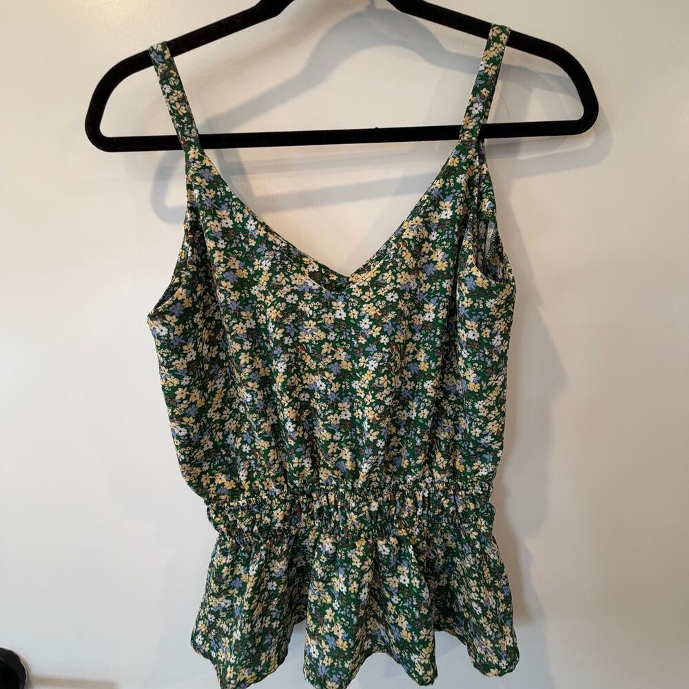 Sienna Sky Green Floral Peplum Tank Top Cropped Spring Summer Night Out - Picture 3 of 7